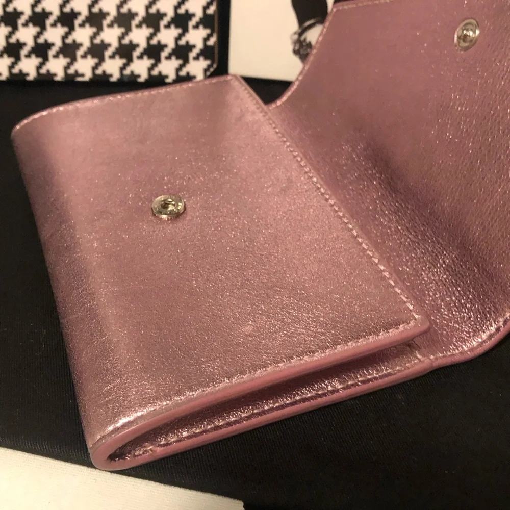 YSL Yves Saint Laurent Azalea Metallic Pink Wallet Rare - Picture 10 of 16